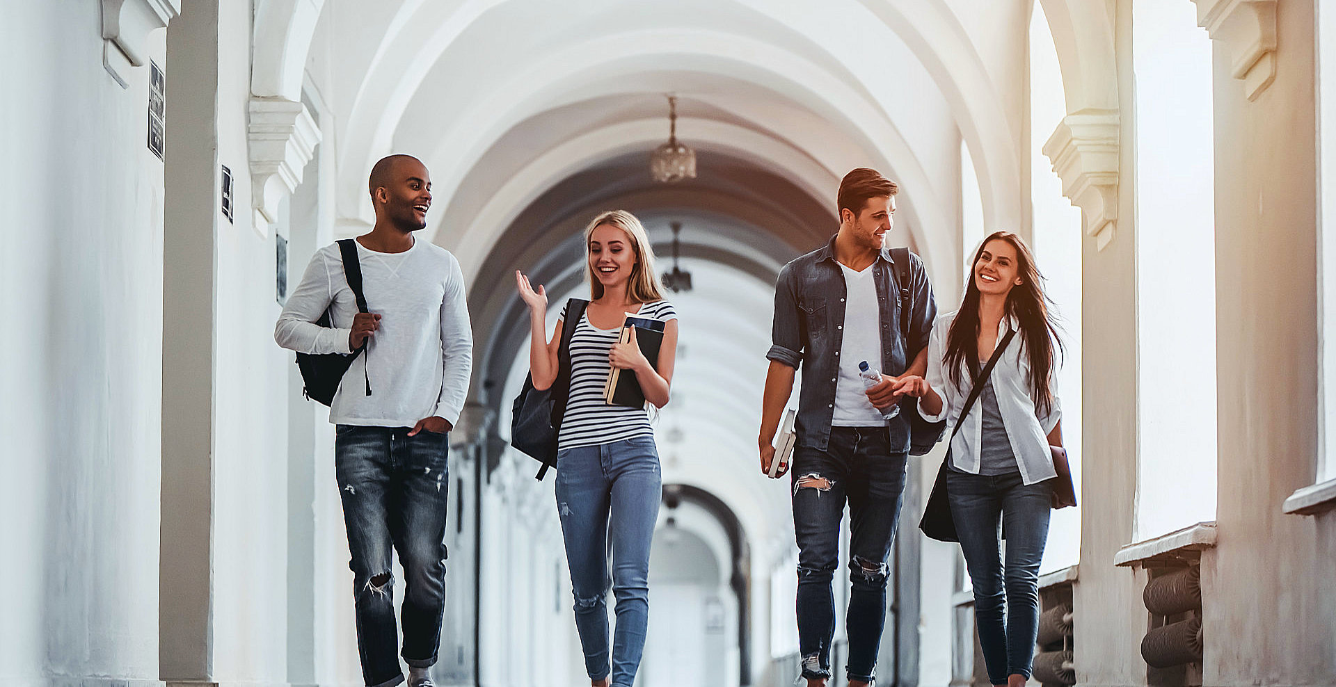 group of student are walking at the hallway